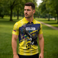 Ecuador Football Custom Zipper Polo Shirt 2026 Vamos La Tri Yellow South America Pattern - Wonder Print Shop