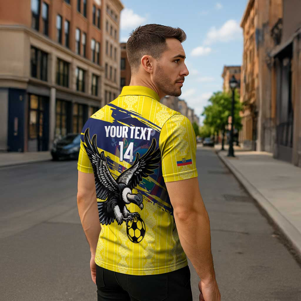 Ecuador Football Custom Zipper Polo Shirt 2026 Vamos La Tri Yellow South America Pattern - Wonder Print Shop