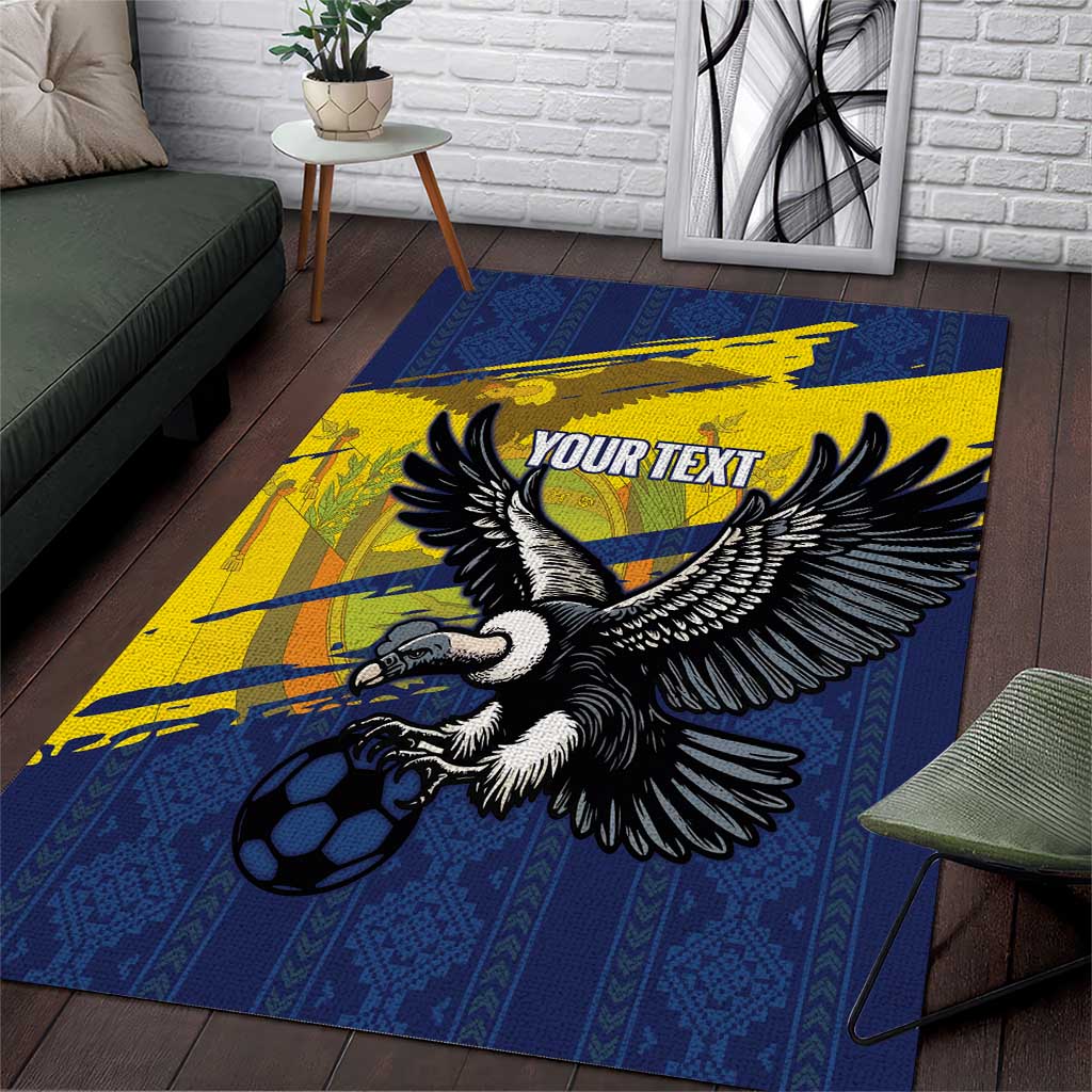 Ecuador Football Custom Area Rug 2026 Vamos La Tri Blue South America Pattern - Wonder Print Shop