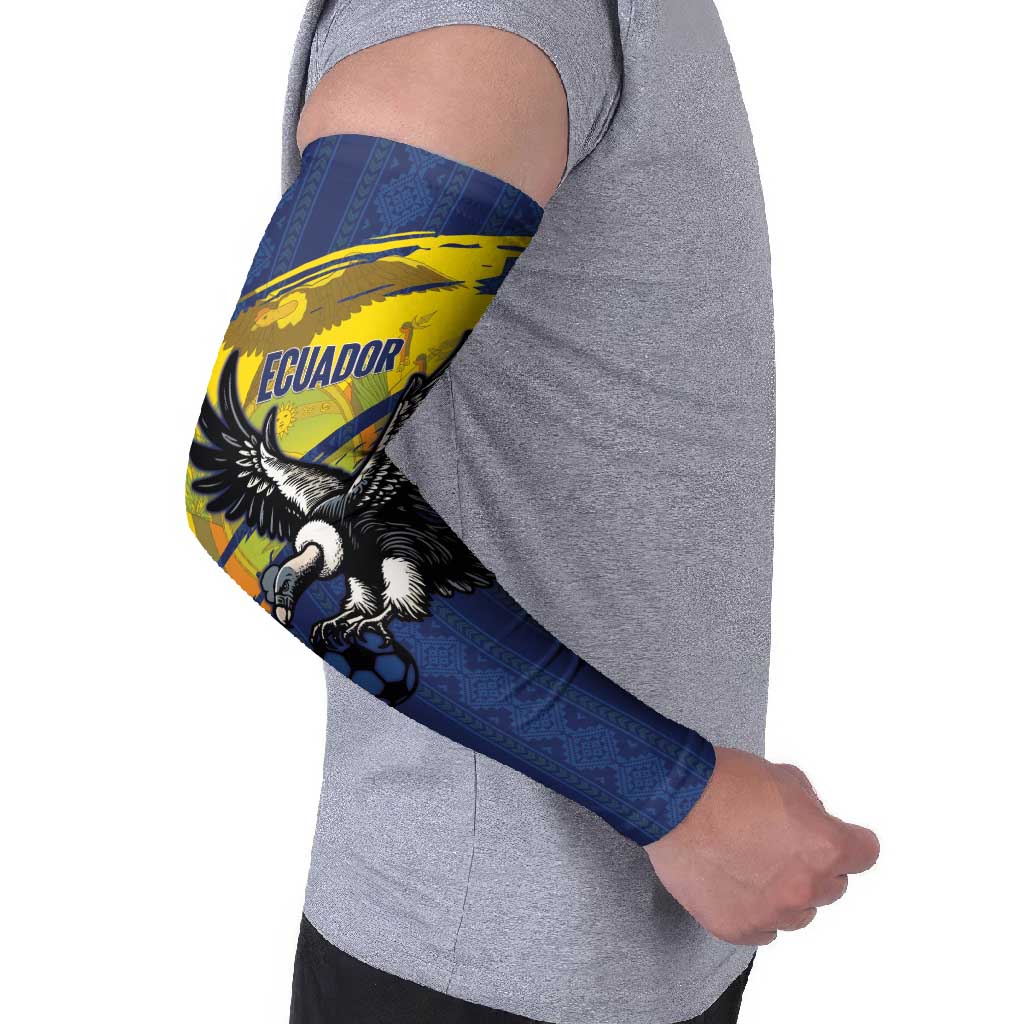 Ecuador Football Custom Arm Sleeves 2026 Vamos La Tri Blue South America Pattern - Wonder Print Shop