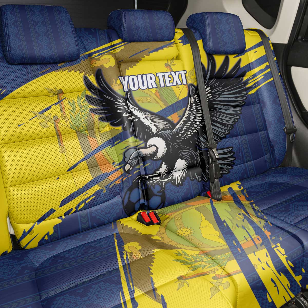 Ecuador Football Custom Back Car Seat Cover 2026 Vamos La Tri Blue South America Pattern - Wonder Print Shop