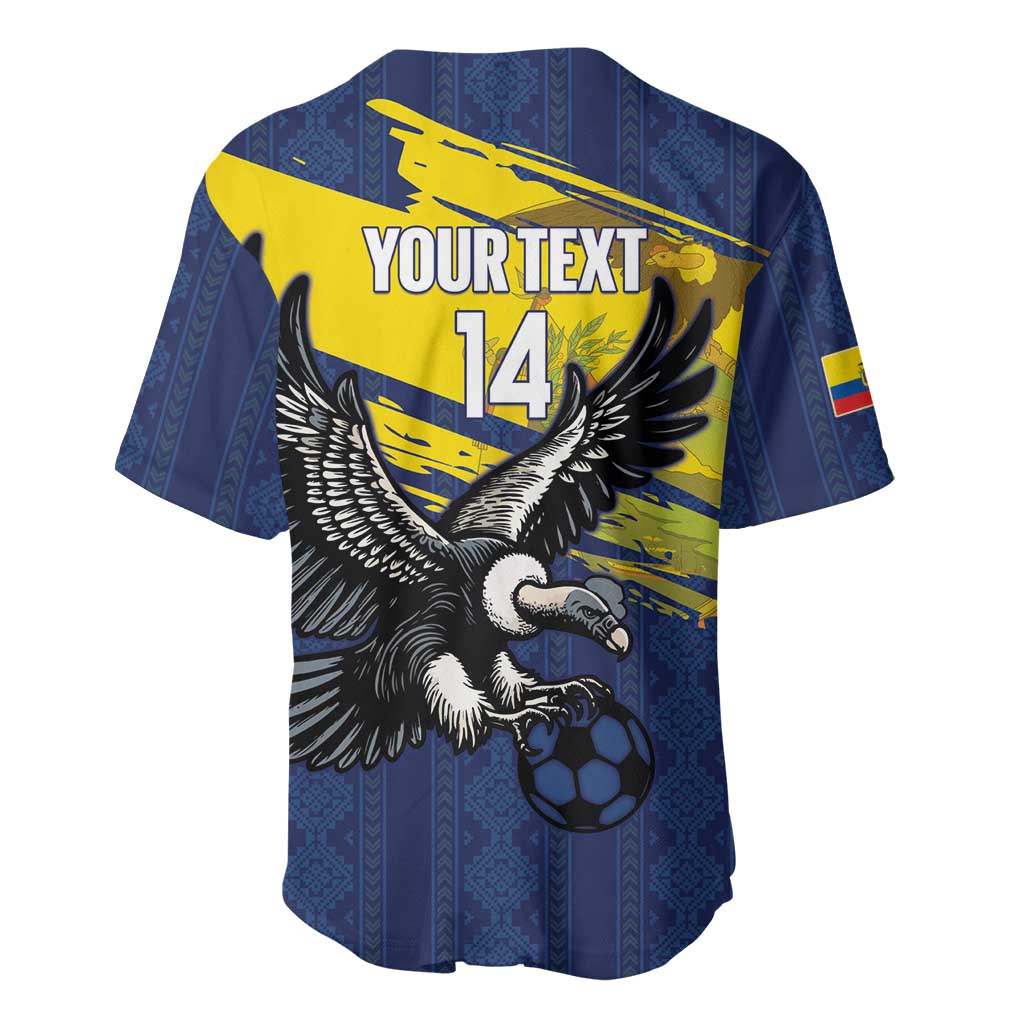 Ecuador Football Custom Baseball Jersey 2026 Vamos La Tri Blue South America Pattern - Wonder Print Shop