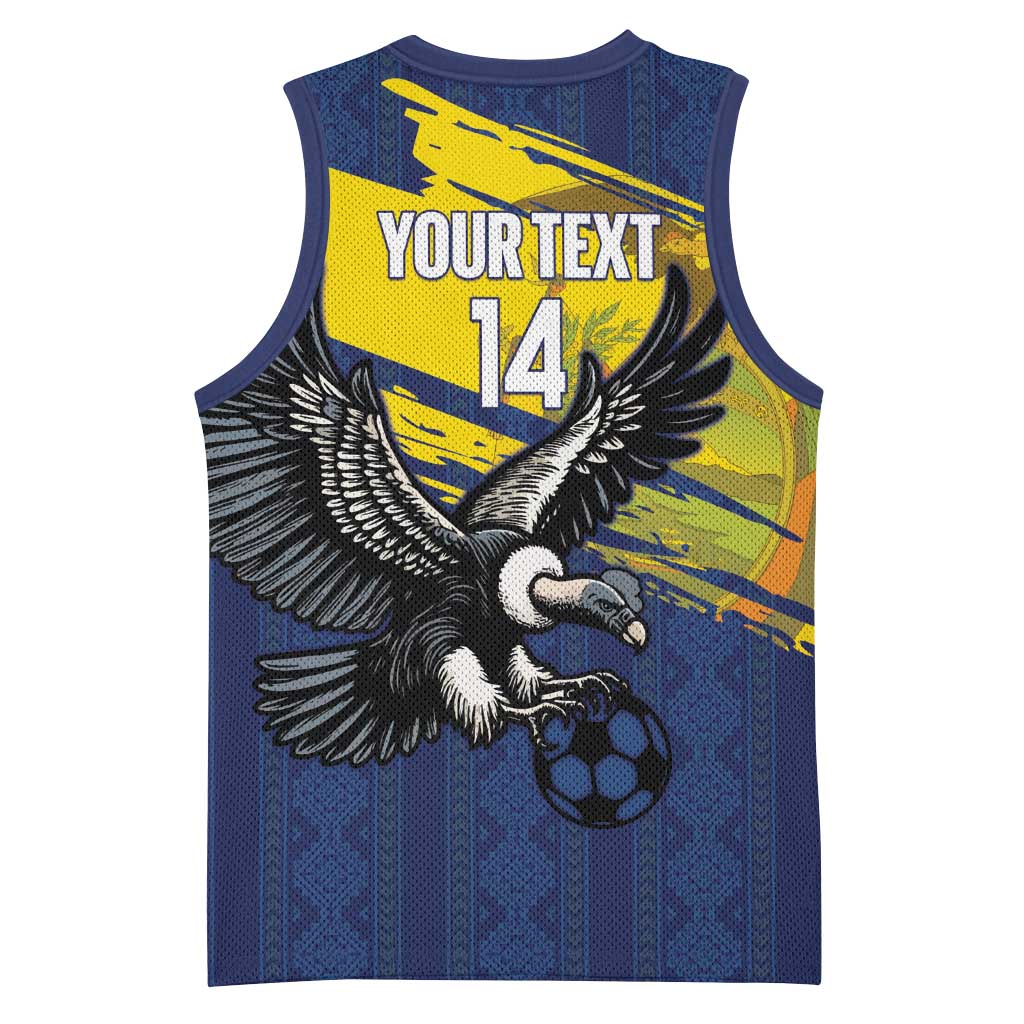 Ecuador Football Custom Basketball Jersey 2026 Vamos La Tri Blue South America Pattern - Wonder Print Shop