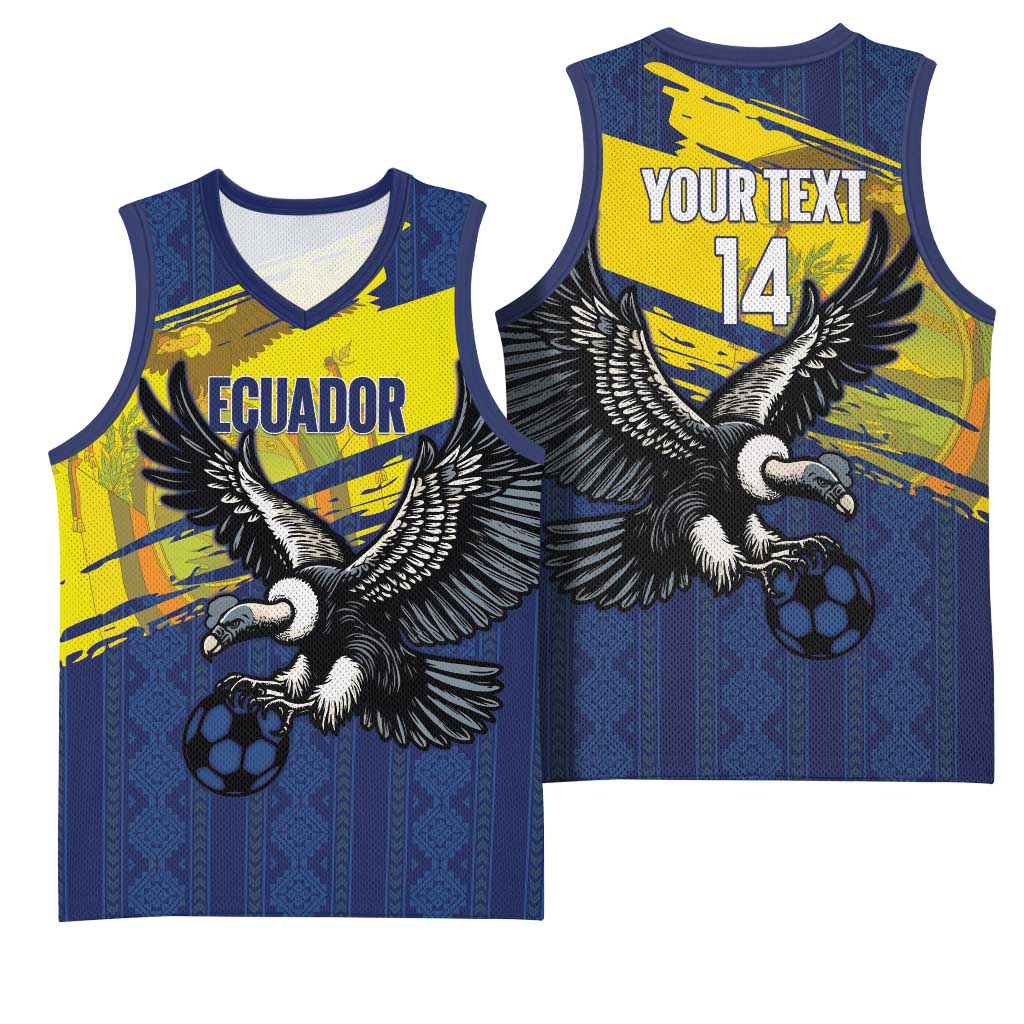 Ecuador Football Custom Basketball Jersey 2026 Vamos La Tri Blue South America Pattern - Wonder Print Shop
