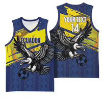 Ecuador Football Custom Basketball Jersey 2026 Vamos La Tri Blue South America Pattern - Wonder Print Shop