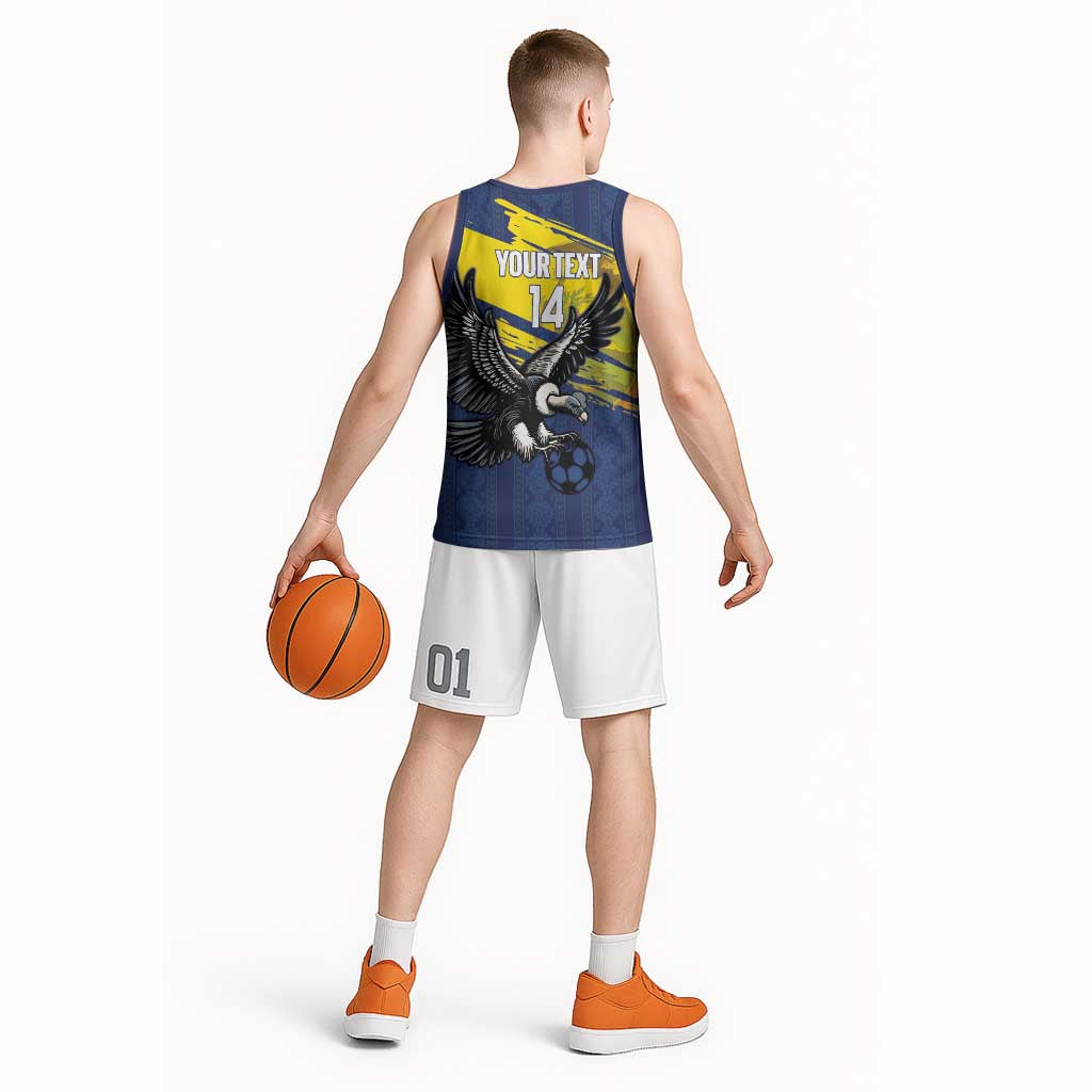 Ecuador Football Custom Basketball Jersey 2026 Vamos La Tri Blue South America Pattern - Wonder Print Shop