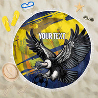 Ecuador Football Custom Beach Blanket 2026 Vamos La Tri Blue South America Pattern - Wonder Print Shop