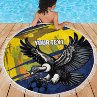 Ecuador Football Custom Beach Blanket 2026 Vamos La Tri Blue South America Pattern - Wonder Print Shop