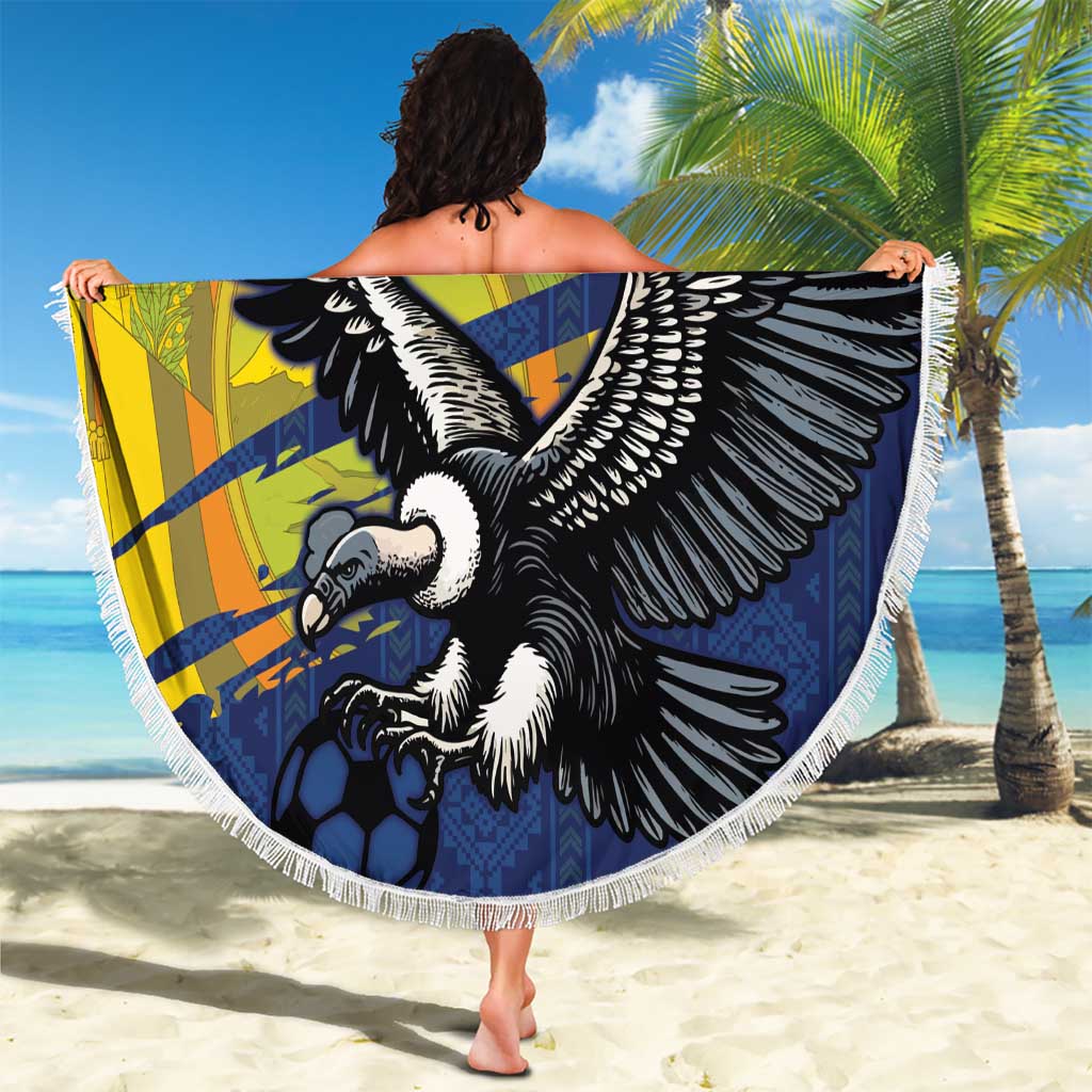 Ecuador Football Custom Beach Blanket 2026 Vamos La Tri Blue South America Pattern - Wonder Print Shop