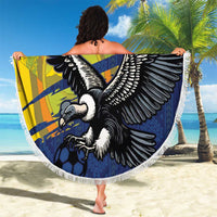 Ecuador Football Custom Beach Blanket 2026 Vamos La Tri Blue South America Pattern - Wonder Print Shop