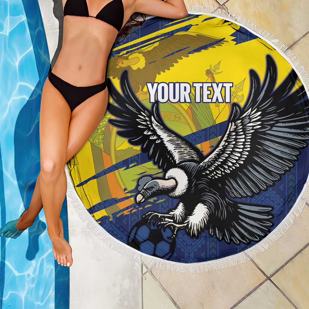 Ecuador Football Custom Beach Blanket 2026 Vamos La Tri Blue South America Pattern - Wonder Print Shop