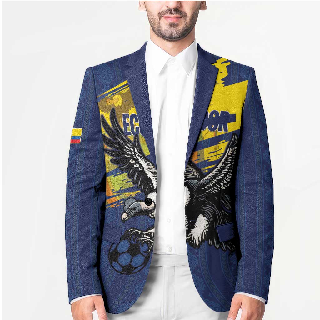 Ecuador Football Custom Blazer 2026 Vamos La Tri Blue South America Pattern - Wonder Print Shop