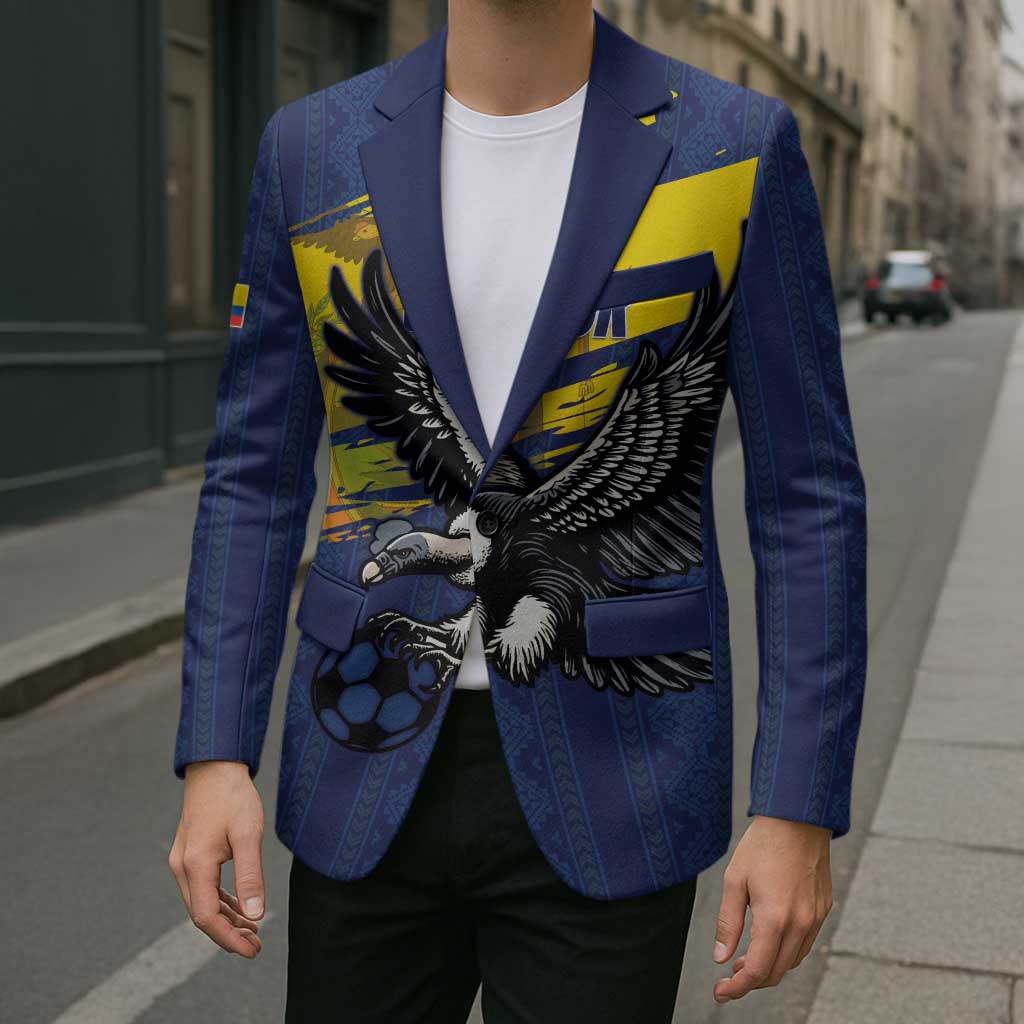 Ecuador Football Custom Blazer 2026 Vamos La Tri Blue South America Pattern - Wonder Print Shop