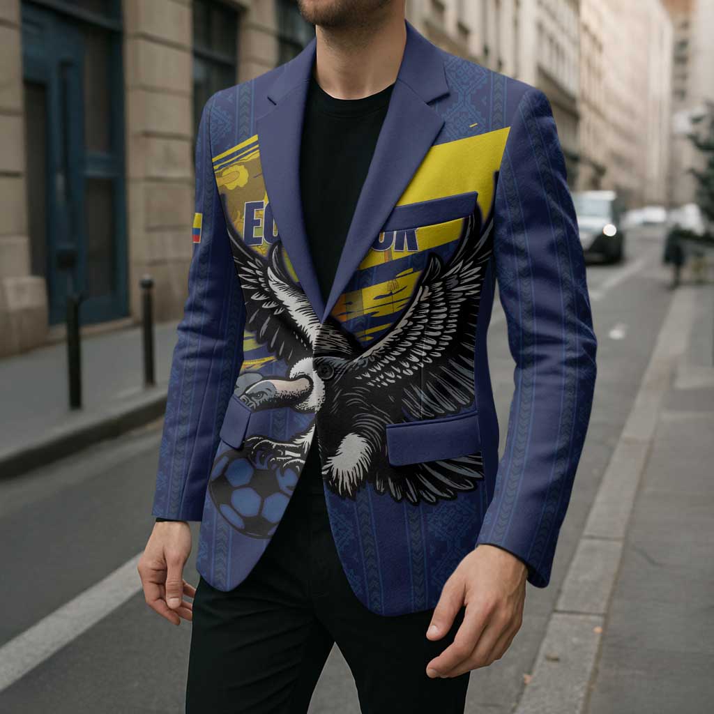 Ecuador Football Custom Blazer 2026 Vamos La Tri Blue South America Pattern - Wonder Print Shop