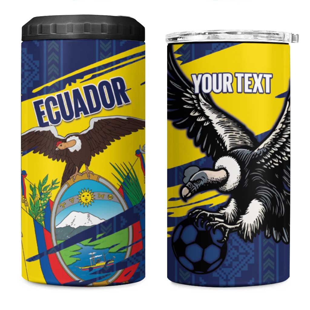 Ecuador Football Custom 4 in 1 Can Cooler Tumbler 2026 Vamos La Tri Blue South America Pattern - Wonder Print Shop