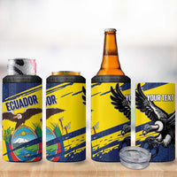 Ecuador Football Custom 4 in 1 Can Cooler Tumbler 2026 Vamos La Tri Blue South America Pattern - Wonder Print Shop