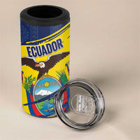Ecuador Football Custom 4 in 1 Can Cooler Tumbler 2026 Vamos La Tri Blue South America Pattern - Wonder Print Shop