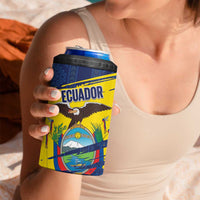 Ecuador Football Custom 4 in 1 Can Cooler Tumbler 2026 Vamos La Tri Blue South America Pattern - Wonder Print Shop
