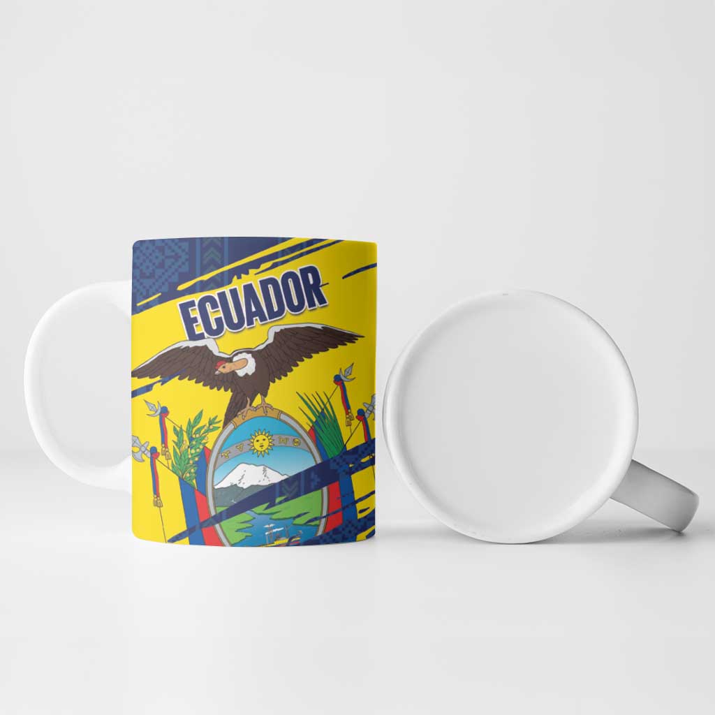 Ecuador Football Custom Ceramic Mug 2026 Vamos La Tri Blue South America Pattern - Wonder Print Shop