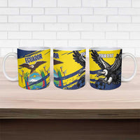 Ecuador Football Custom Ceramic Mug 2026 Vamos La Tri Blue South America Pattern - Wonder Print Shop