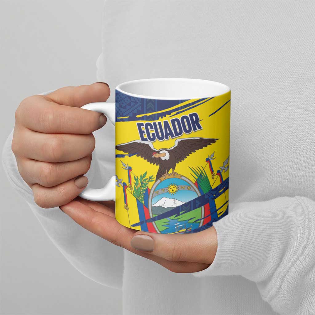 Ecuador Football Custom Ceramic Mug 2026 Vamos La Tri Blue South America Pattern - Wonder Print Shop