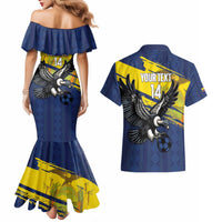 Ecuador Football Custom Couples Matching Mermaid Dress and Hawaiian Shirt 2026 Vamos La Tri Blue South America Pattern - Wonder Print Shop