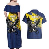 Ecuador Football Custom Couples Matching Off Shoulder Maxi Dress and Hawaiian Shirt 2026 Vamos La Tri Blue South America Pattern - Wonder Print Shop