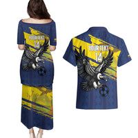 Ecuador Football Custom Couples Matching Puletasi and Hawaiian Shirt 2026 Vamos La Tri Blue South America Pattern - Wonder Print Shop