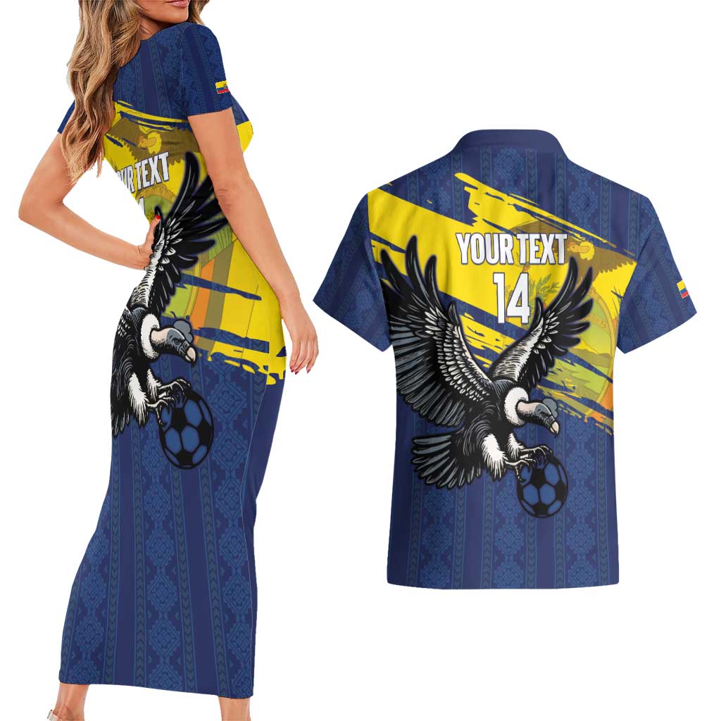 Ecuador Football Custom Couples Matching Short Sleeve Bodycon Dress and Hawaiian Shirt 2026 Vamos La Tri Blue South America Pattern - Wonder Print Shop