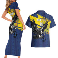 Ecuador Football Custom Couples Matching Short Sleeve Bodycon Dress and Hawaiian Shirt 2026 Vamos La Tri Blue South America Pattern - Wonder Print Shop