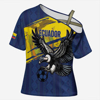Ecuador Football Custom Cross Shoulder Shirt 2026 Vamos La Tri Blue South America Pattern - Wonder Print Shop
