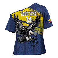 Ecuador Football Custom Cross Shoulder Shirt 2026 Vamos La Tri Blue South America Pattern - Wonder Print Shop