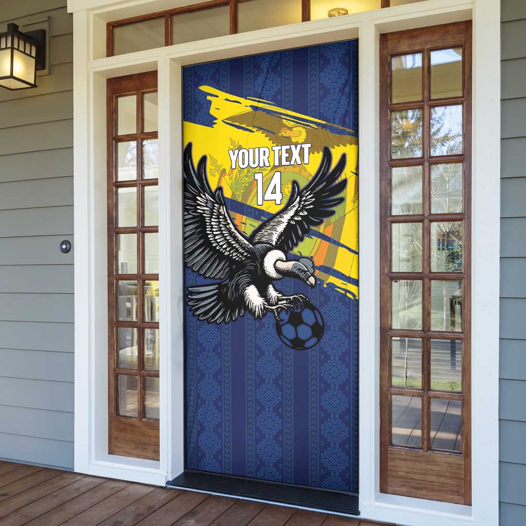 Ecuador Football Custom Door Cover 2026 Vamos La Tri Blue South America Pattern - Wonder Print Shop