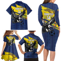 Ecuador Football Custom Family Matching Long Sleeve Bodycon Dress and Hawaiian Shirt 2026 Vamos La Tri Blue South America Pattern - Wonder Print Shop