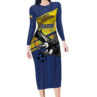 Ecuador Football Custom Family Matching Long Sleeve Bodycon Dress and Hawaiian Shirt 2026 Vamos La Tri Blue South America Pattern - Wonder Print Shop
