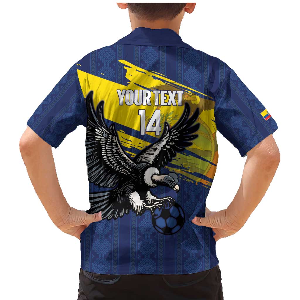Ecuador Football Custom Family Matching Mermaid Dress and Hawaiian Shirt 2026 Vamos La Tri Blue South America Pattern - Wonder Print Shop