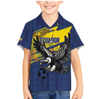 Ecuador Football Custom Family Matching Mermaid Dress and Hawaiian Shirt 2026 Vamos La Tri Blue South America Pattern - Wonder Print Shop