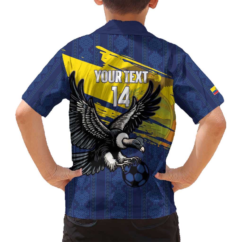 Ecuador Football Custom Family Matching Off Shoulder Maxi Dress and Hawaiian Shirt 2026 Vamos La Tri Blue South America Pattern - Wonder Print Shop