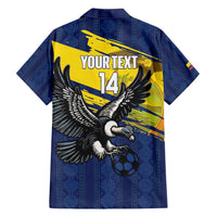 Ecuador Football Custom Family Matching Off Shoulder Maxi Dress and Hawaiian Shirt 2026 Vamos La Tri Blue South America Pattern - Wonder Print Shop
