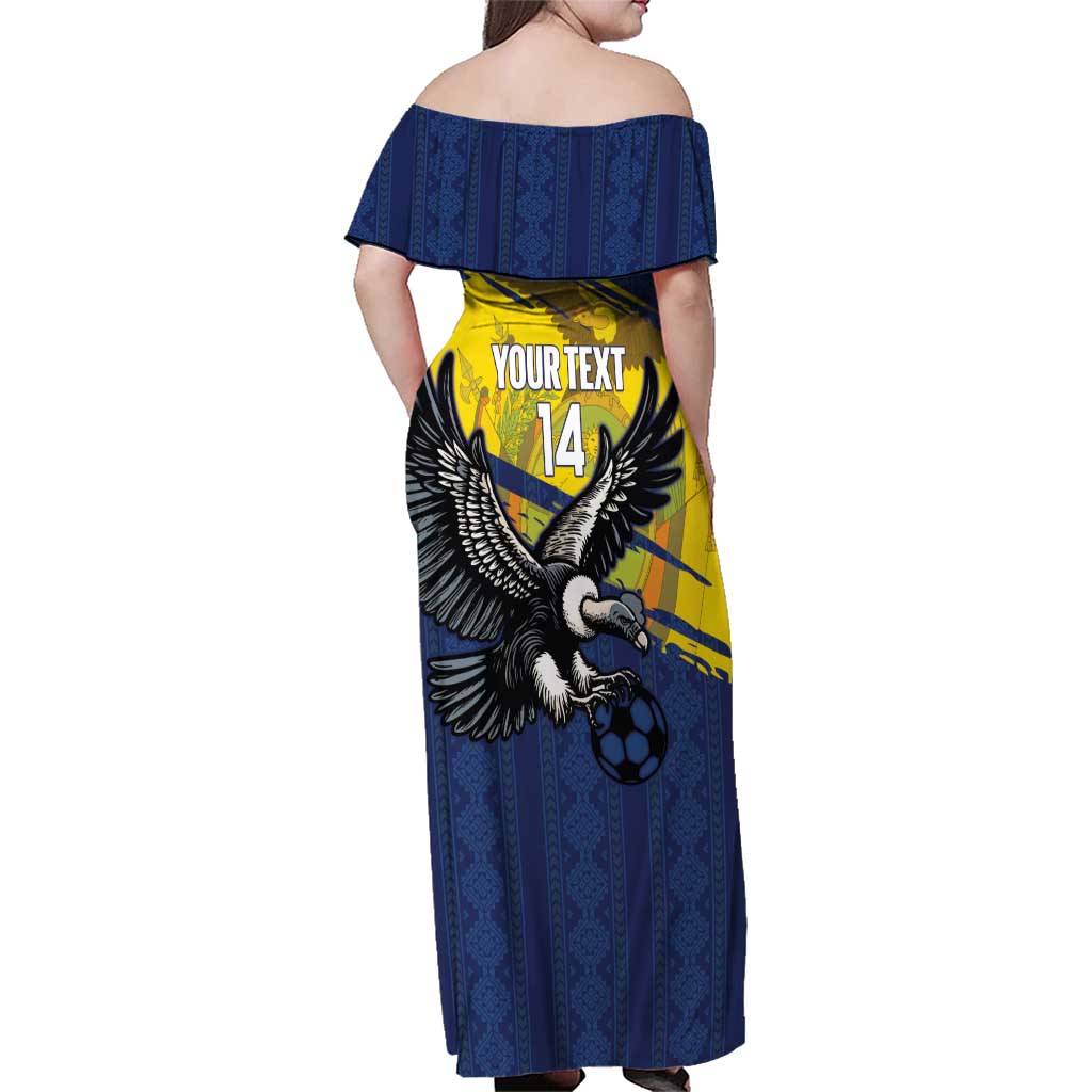 Ecuador Football Custom Family Matching Off Shoulder Maxi Dress and Hawaiian Shirt 2026 Vamos La Tri Blue South America Pattern - Wonder Print Shop