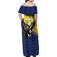 Ecuador Football Custom Family Matching Off Shoulder Maxi Dress and Hawaiian Shirt 2026 Vamos La Tri Blue South America Pattern - Wonder Print Shop