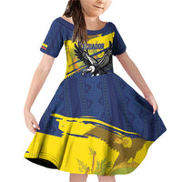 Ecuador Football Custom Family Matching Off Shoulder Short Dress and Hawaiian Shirt 2026 Vamos La Tri Blue South America Pattern - Wonder Print Shop