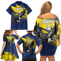 Ecuador Football Custom Family Matching Off Shoulder Short Dress and Hawaiian Shirt 2026 Vamos La Tri Blue South America Pattern - Wonder Print Shop