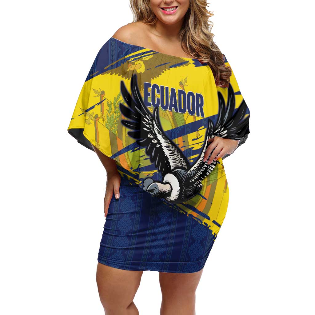 Ecuador Football Custom Family Matching Off Shoulder Short Dress and Hawaiian Shirt 2026 Vamos La Tri Blue South America Pattern - Wonder Print Shop
