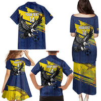 Ecuador Football Custom Family Matching Puletasi and Hawaiian Shirt 2026 Vamos La Tri Blue South America Pattern - Wonder Print Shop