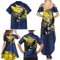 Ecuador Football Custom Family Matching Summer Maxi Dress and Hawaiian Shirt 2026 Vamos La Tri Blue South America Pattern - Wonder Print Shop