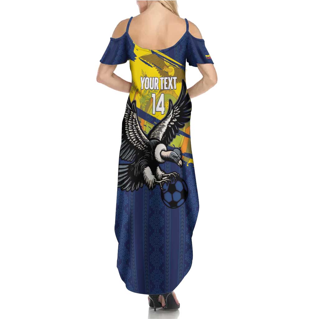 Ecuador Football Custom Family Matching Summer Maxi Dress and Hawaiian Shirt 2026 Vamos La Tri Blue South America Pattern - Wonder Print Shop