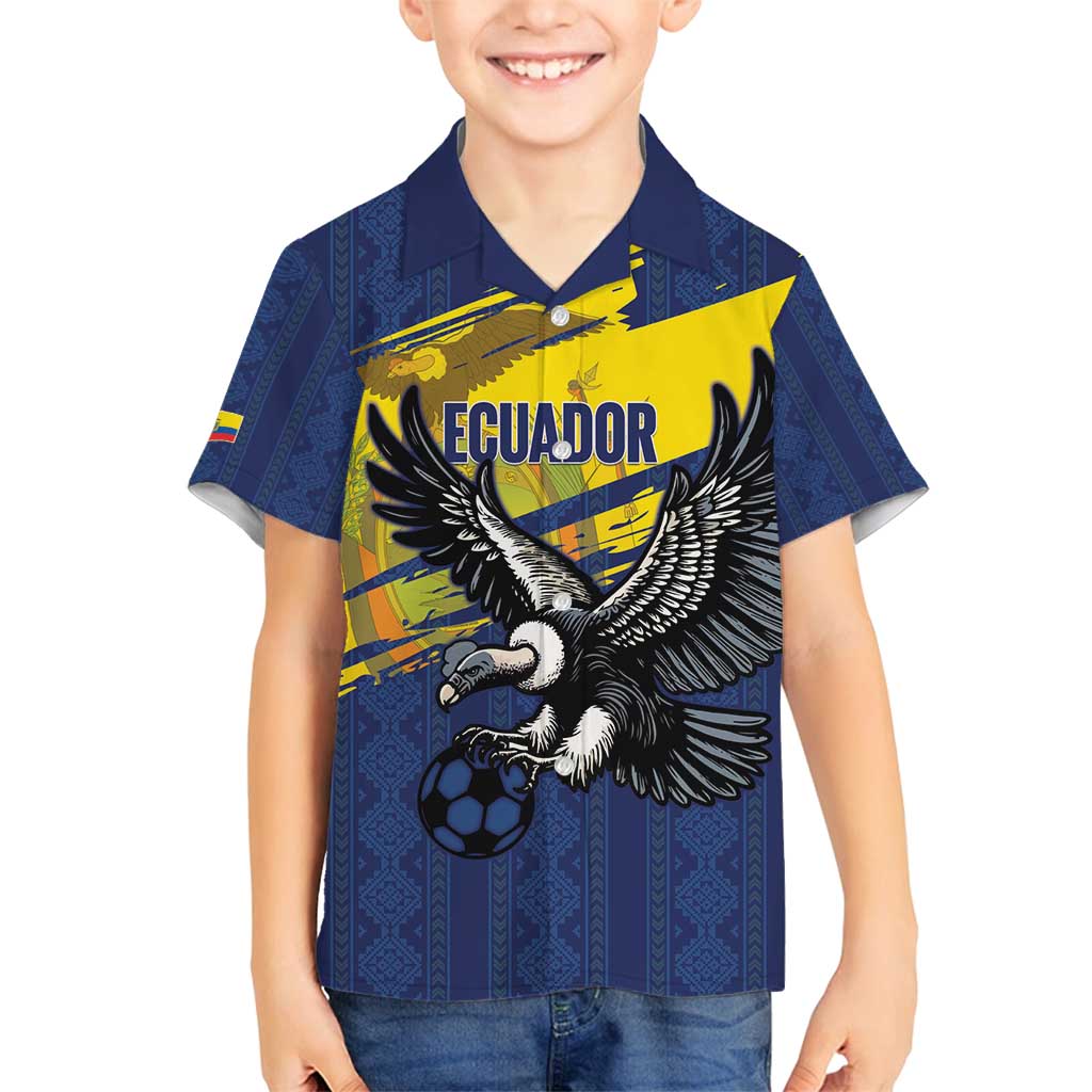 Ecuador Football Custom Family Matching Summer Maxi Dress and Hawaiian Shirt 2026 Vamos La Tri Blue South America Pattern - Wonder Print Shop