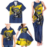 Ecuador Football Custom Family Matching Tank Maxi Dress and Hawaiian Shirt 2026 Vamos La Tri Blue South America Pattern - Wonder Print Shop