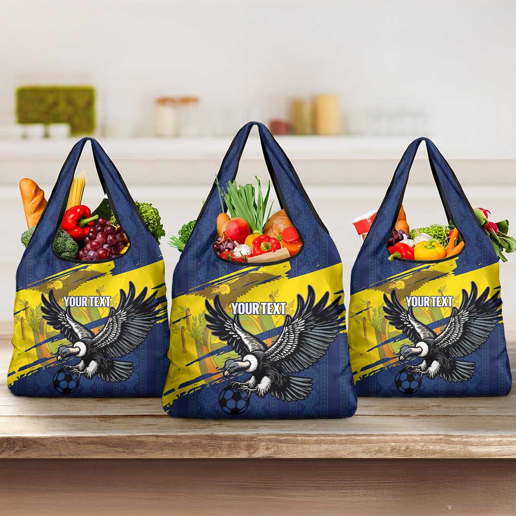 Ecuador Football Custom Grocery Bag 2026 Vamos La Tri Blue South America Pattern - Wonder Print Shop